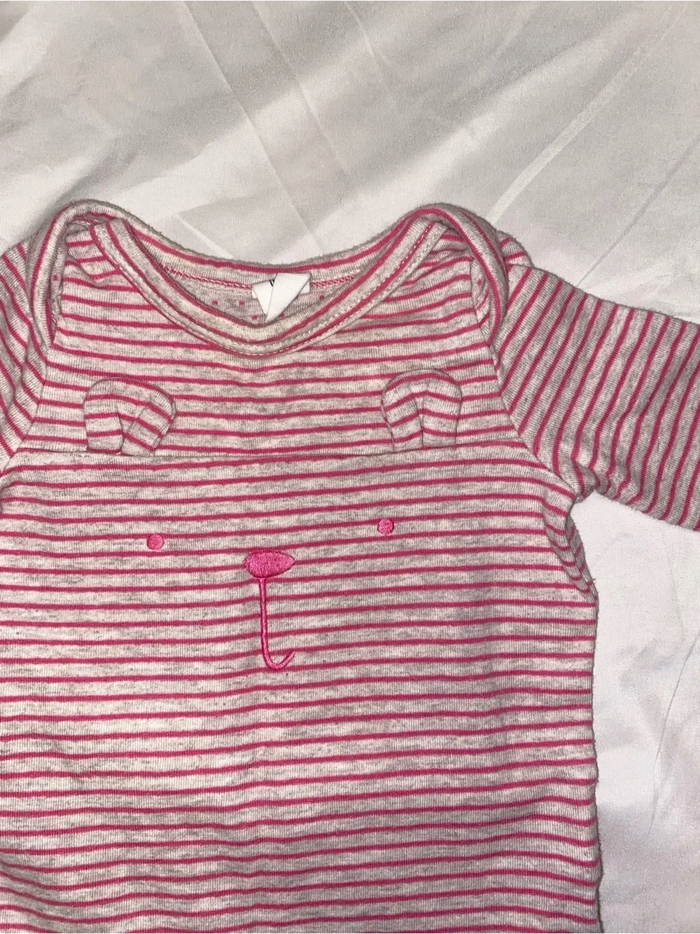 GAP Pink and Gray Striped Baby One-Piece with Pants
